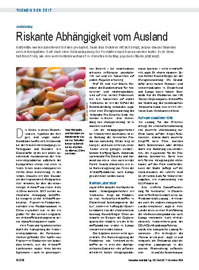 Vorschauseite 1: Antibiotika: Riskante Abhängigkeit vom Ausland