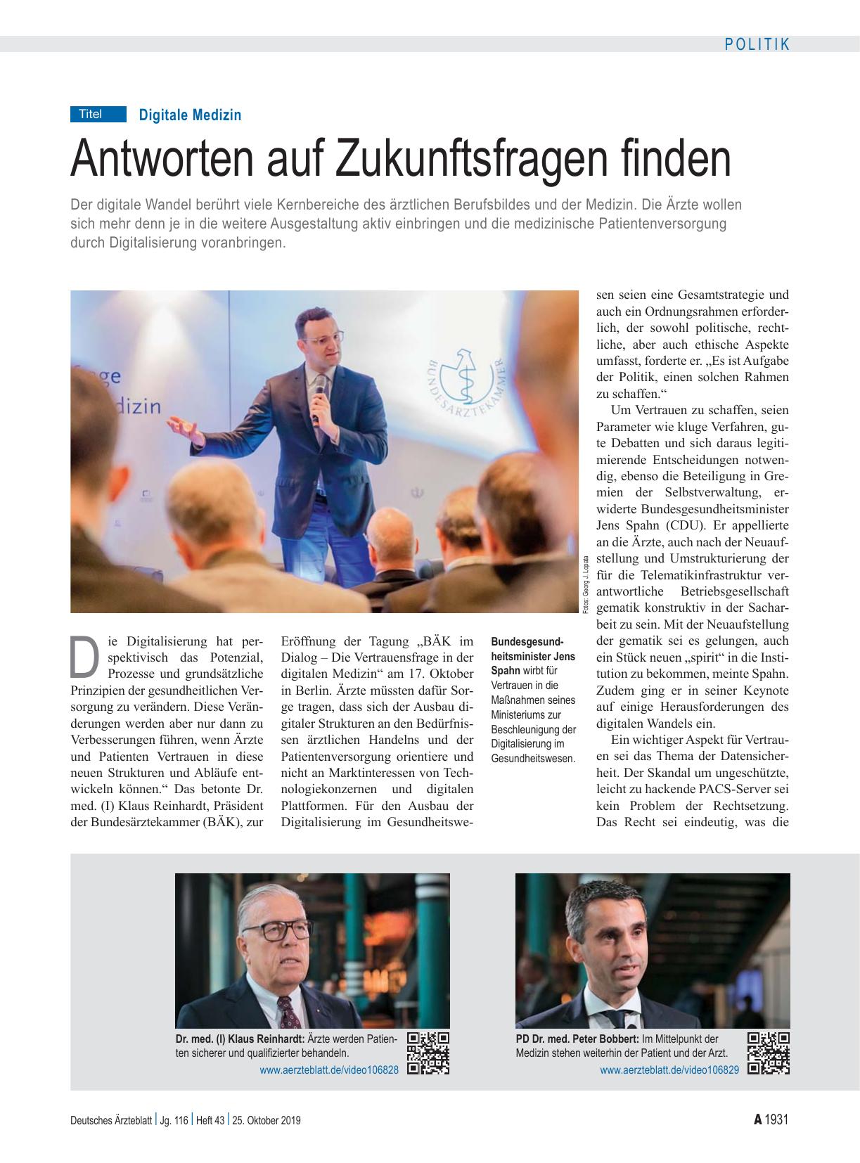 Vorschauseite 1: Digitale Medizin: Antworten auf Zukunftsfragen finden