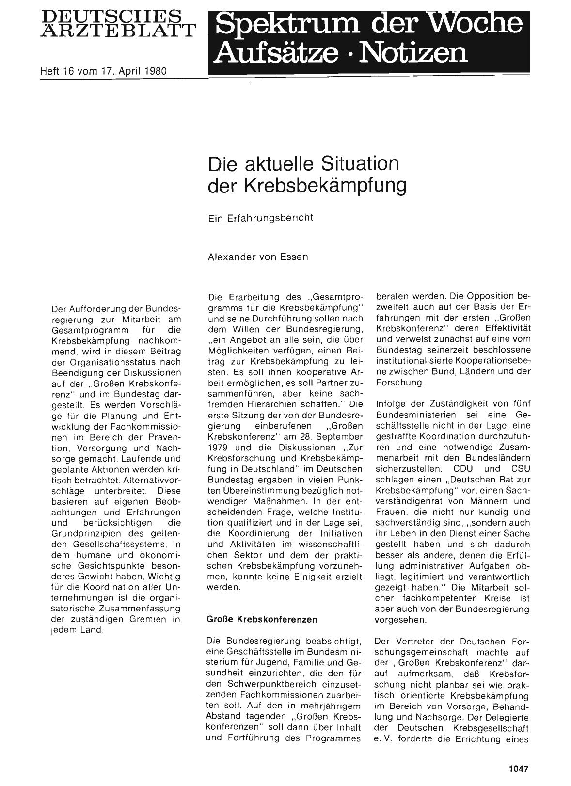 Vorschauseite 1: Die aktuelle Situation der Krebsbekämpfung