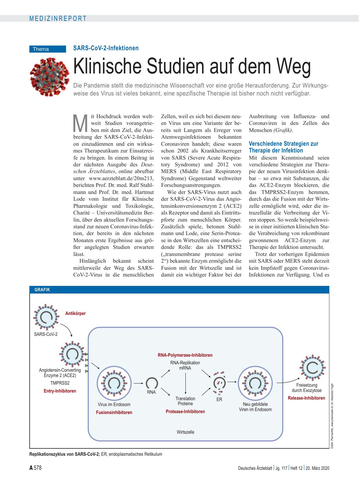 Vorschauseite 1: SARS-CoV-2-Infektionen: Klinische Studien auf dem Weg