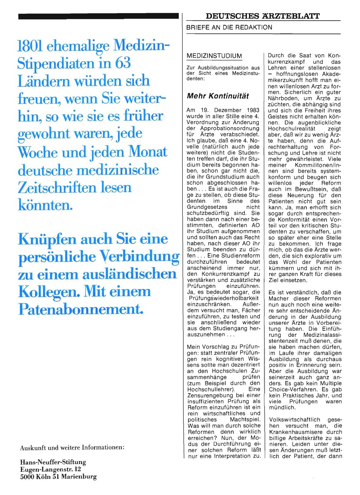 Vorschauseite 1: MEDIZINSTUDIUM: Mehr Kontinuität