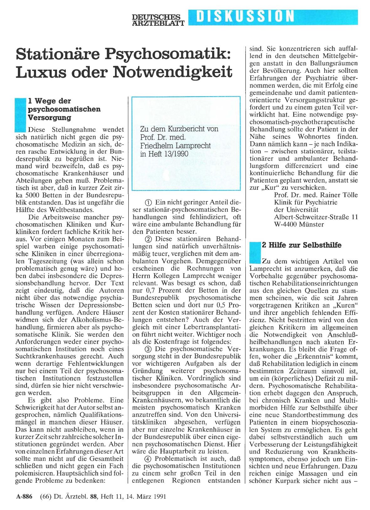 Vorschauseite 1: Stationäre Psychosomatik: Luxus oder Notwendigkeit: Wege der psychosomatischen Versorgung