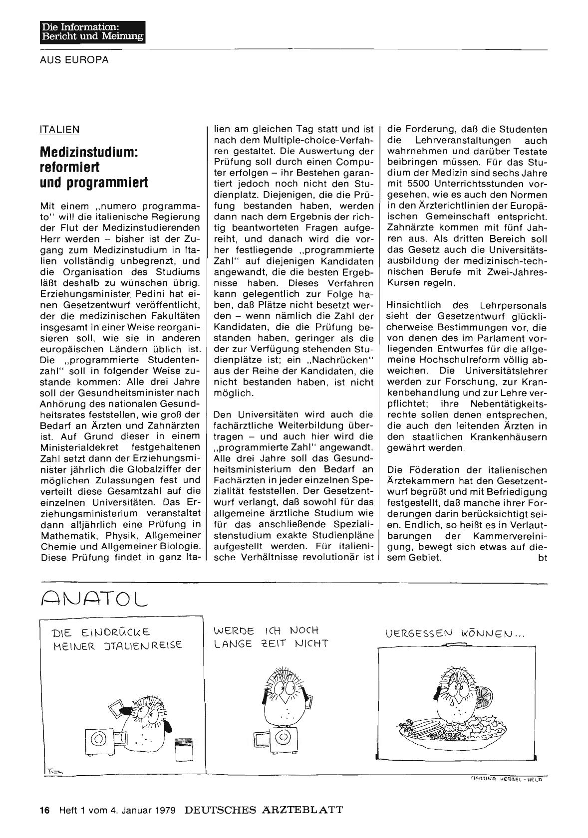 Vorschauseite 1: Italien: Medizinstudium: reformiert und programmiert