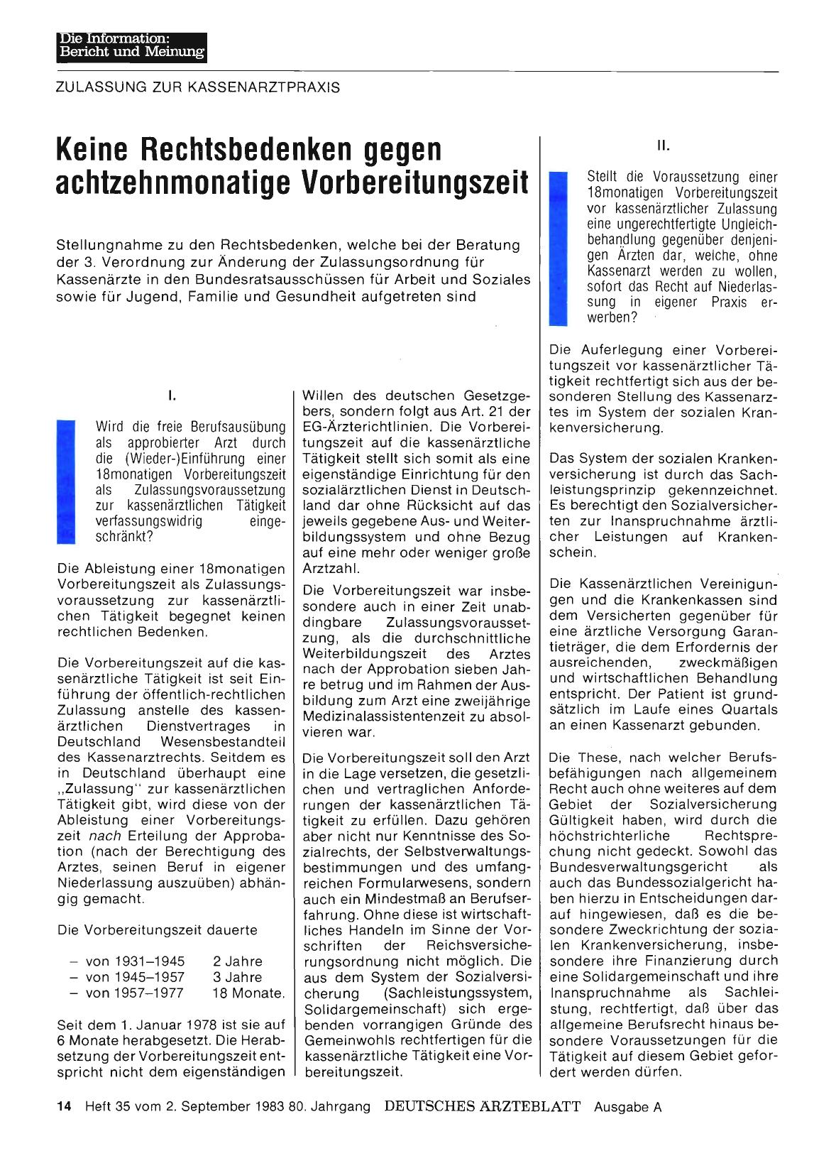 Vorschauseite 1: Keine Rechtsbedenken gegen achtzehnmonatige Vorbereitungszeit
