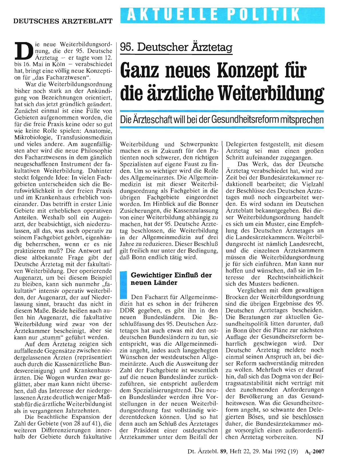 Vorschauseite 1: 95. Deutscher Ärztetag: Ganz neues Konzept für die ärztliche Weiterbildung