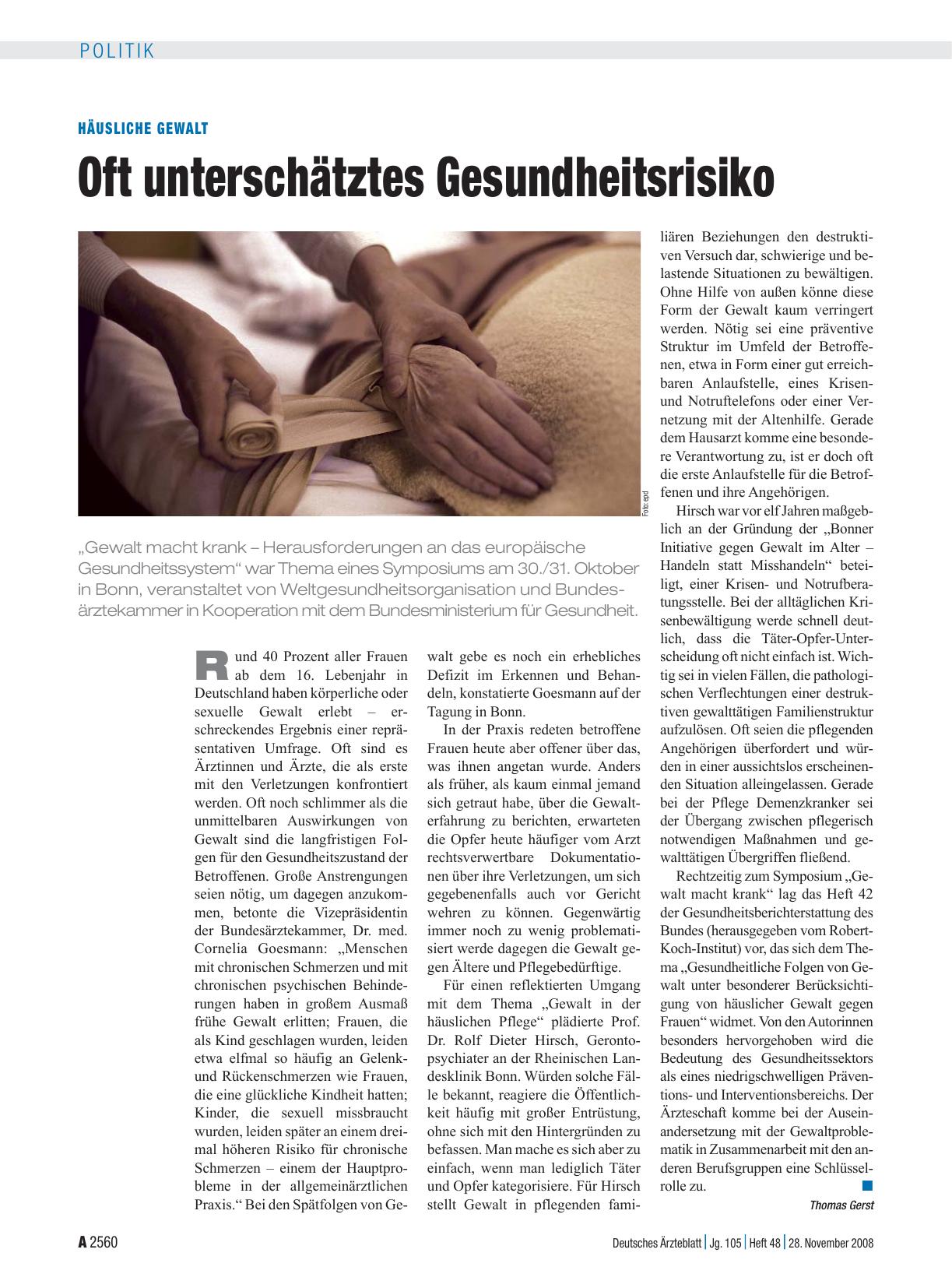 Vorschauseite 1: Häusliche Gewalt: Oft unterschätztes Gesundheitsrisiko