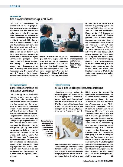 Vorschauseite 1: Vertragsärzte: Das Durchschnittsalter steigt nicht weiter