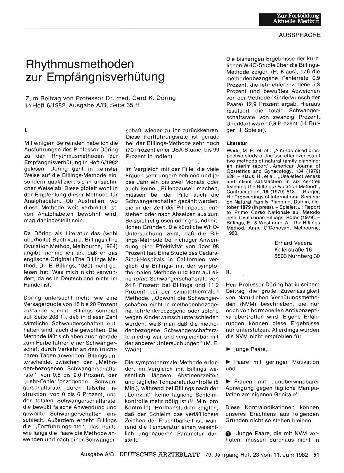 Vorschauseite 1: Rhythmusmethoden zur Empfängnisverhütung: I.