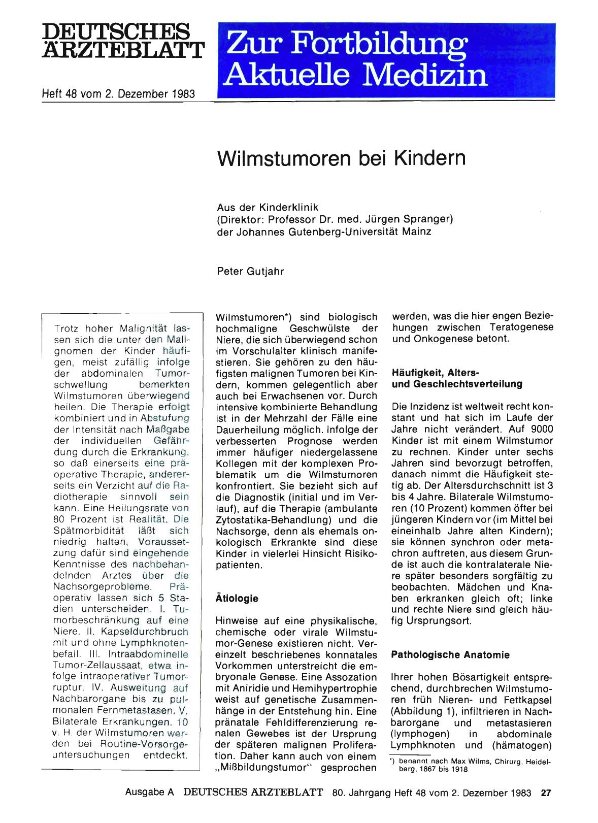 Vorschauseite 1: Wilmstumoren bei Kindern