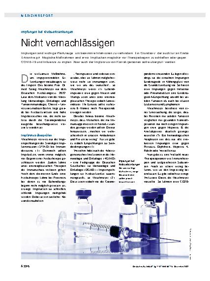 Vorschauseite 1: Impfungen bei Krebserkrankungen: Nicht vernachlässigen