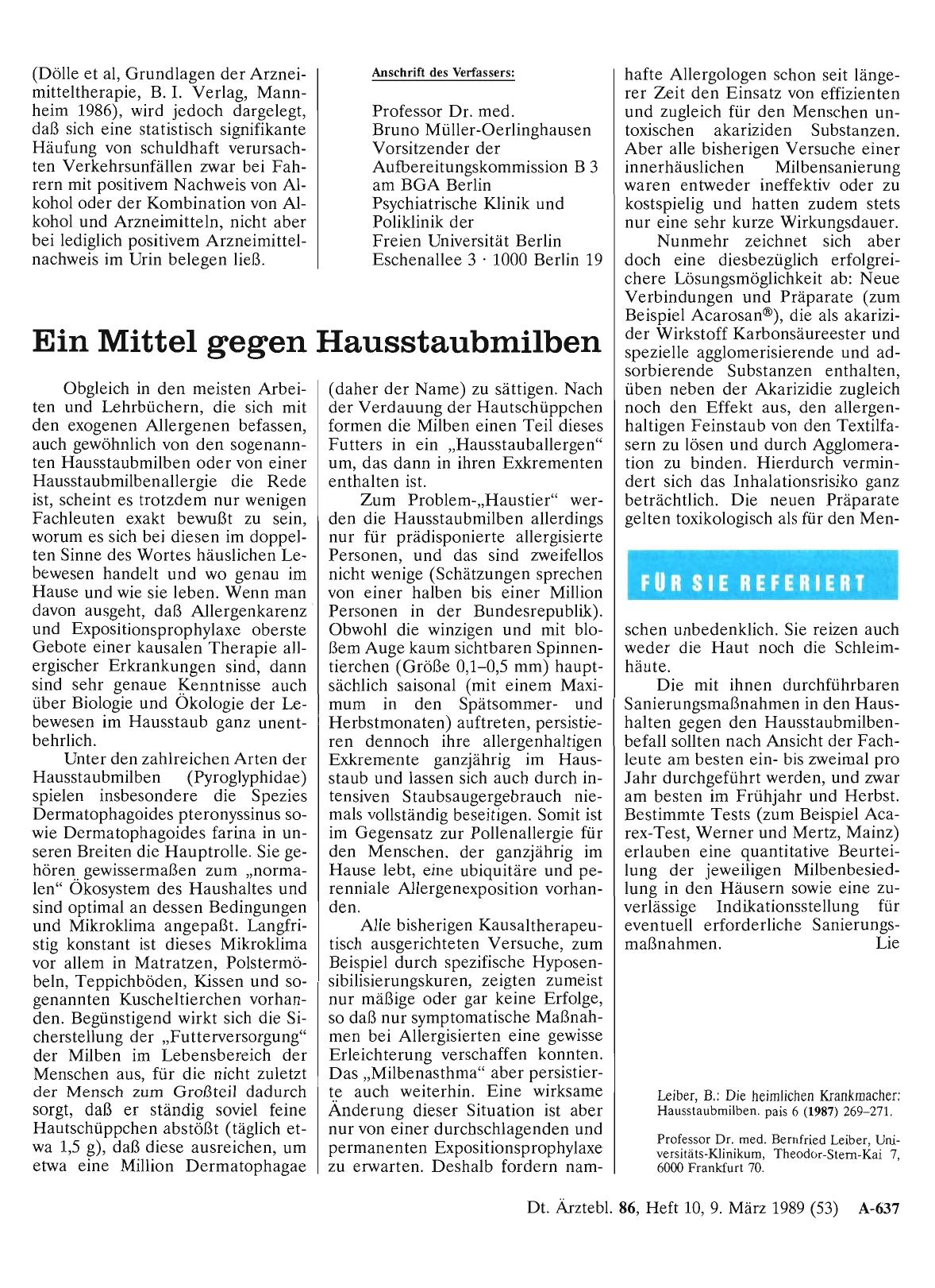 Vorschauseite 1: Ein Mittel gegen Hausstaubmilben