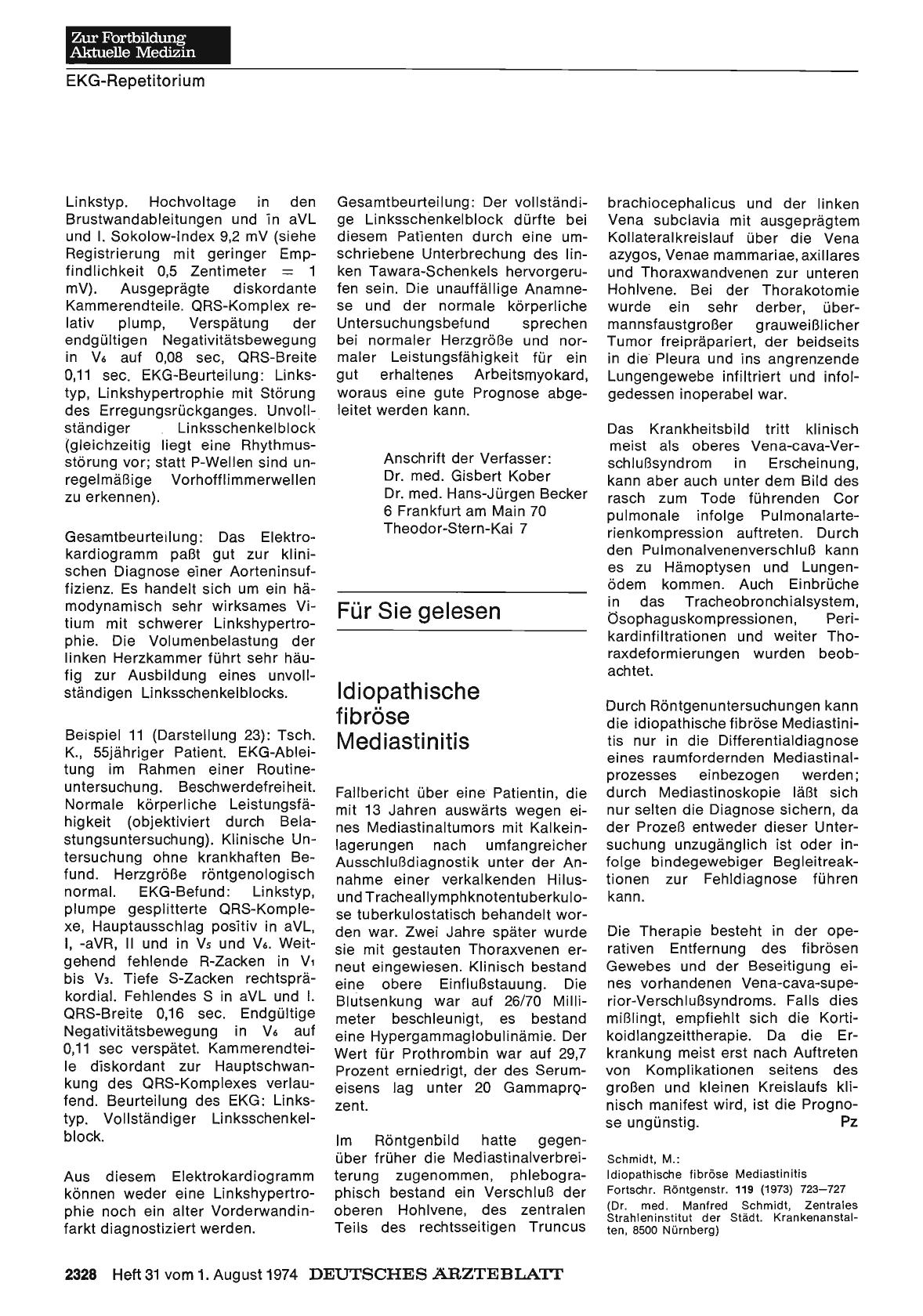 Vorschauseite 1: Idiopathische fibröse Mediastinitis