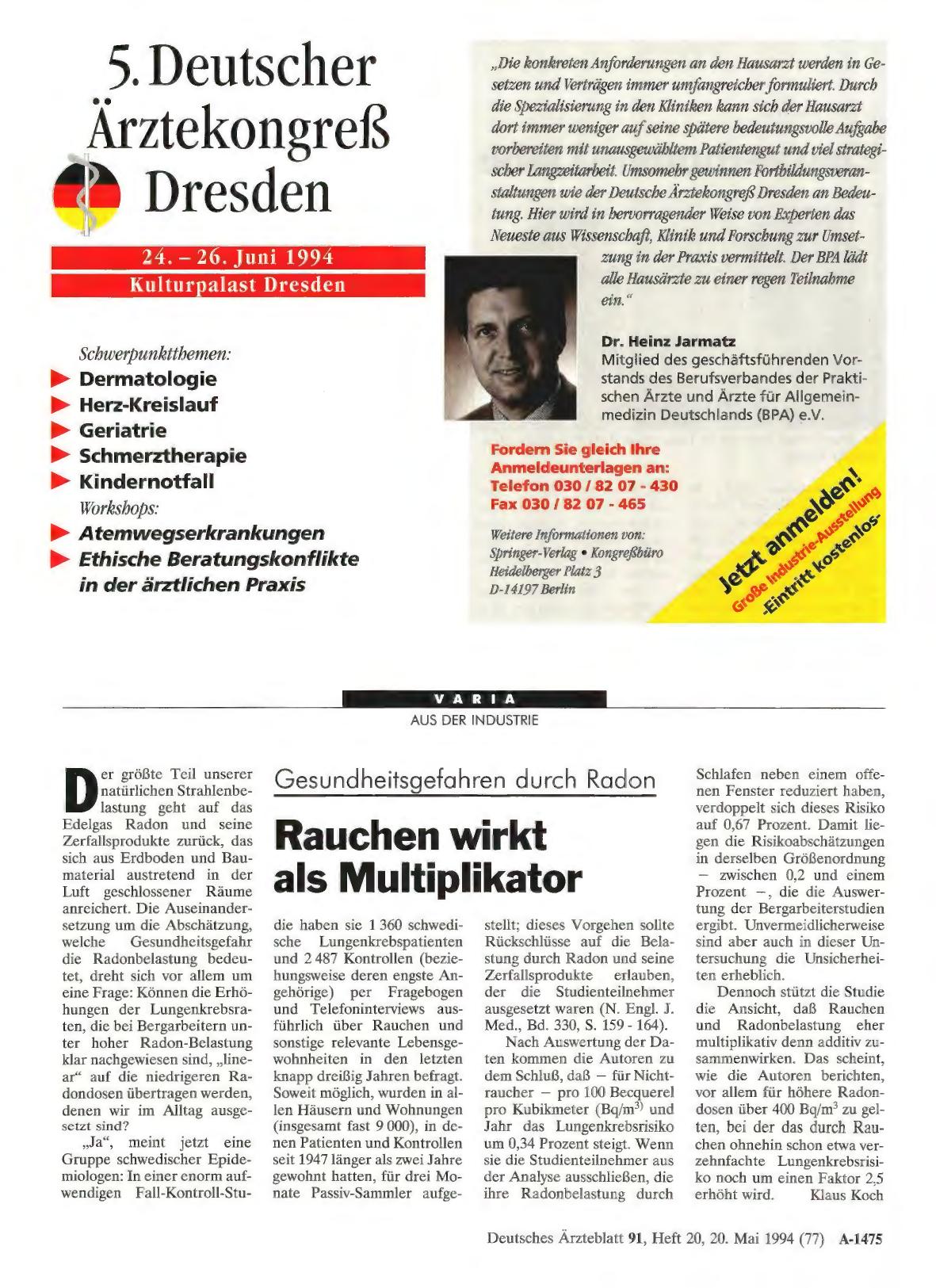 Vorschauseite 1: Gesundheitsgefahren durch Radon: Rauchen wirkt als Multiplikator