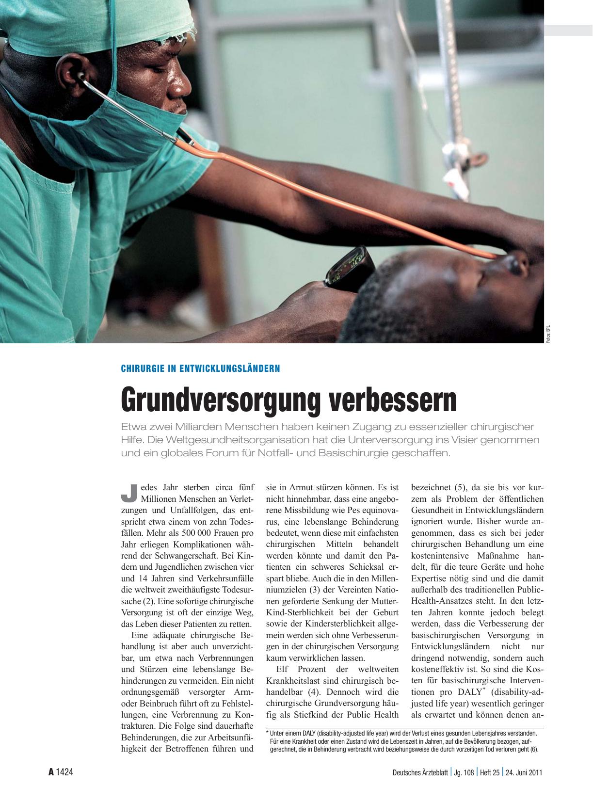Vorschauseite 1: Chirurgie in Entwicklungsländern: Grundversorgung verbessern