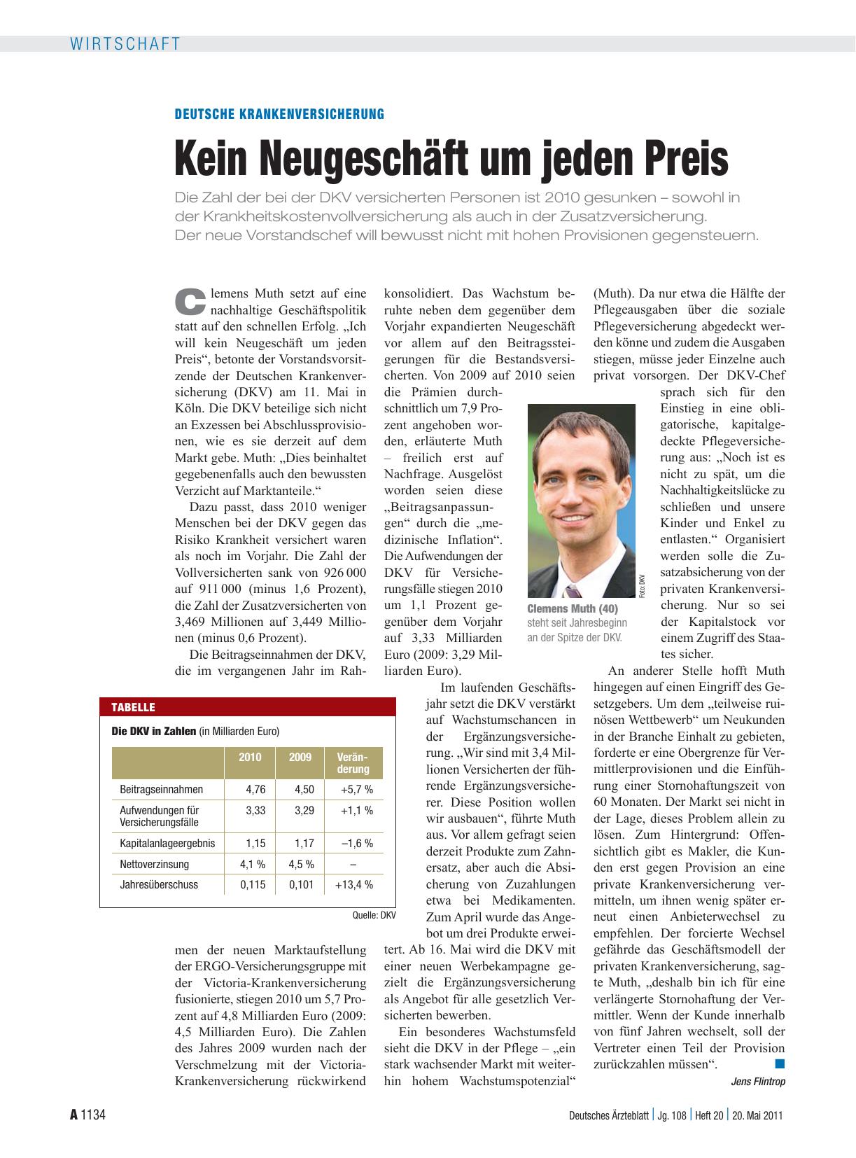 Vorschauseite 1: Deutsche Krankenversicherung: Kein Neugeschäft um jeden Preis