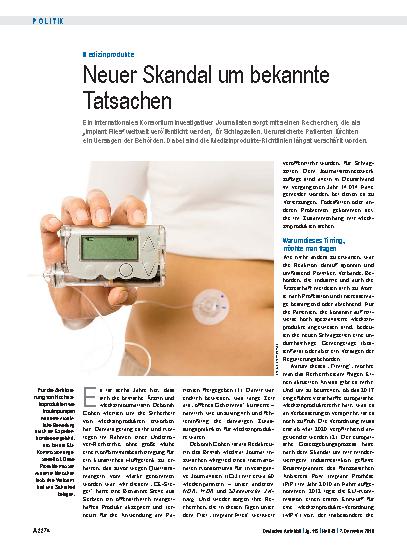 Vorschauseite 1: Medizinprodukte: Neuer Skandal um bekannte Tatsachen