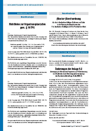 Vorschauseite 1: Richtlinien zur Organtransplantation gem. § 16 TPG