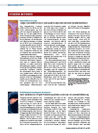Vorschauseite 1: Nichtalkoholische Steatohepatitis bei Adipositas: Nach bariatrischer OP geht Fibrosierung stärker zurück als bei Lebensstiländerung.