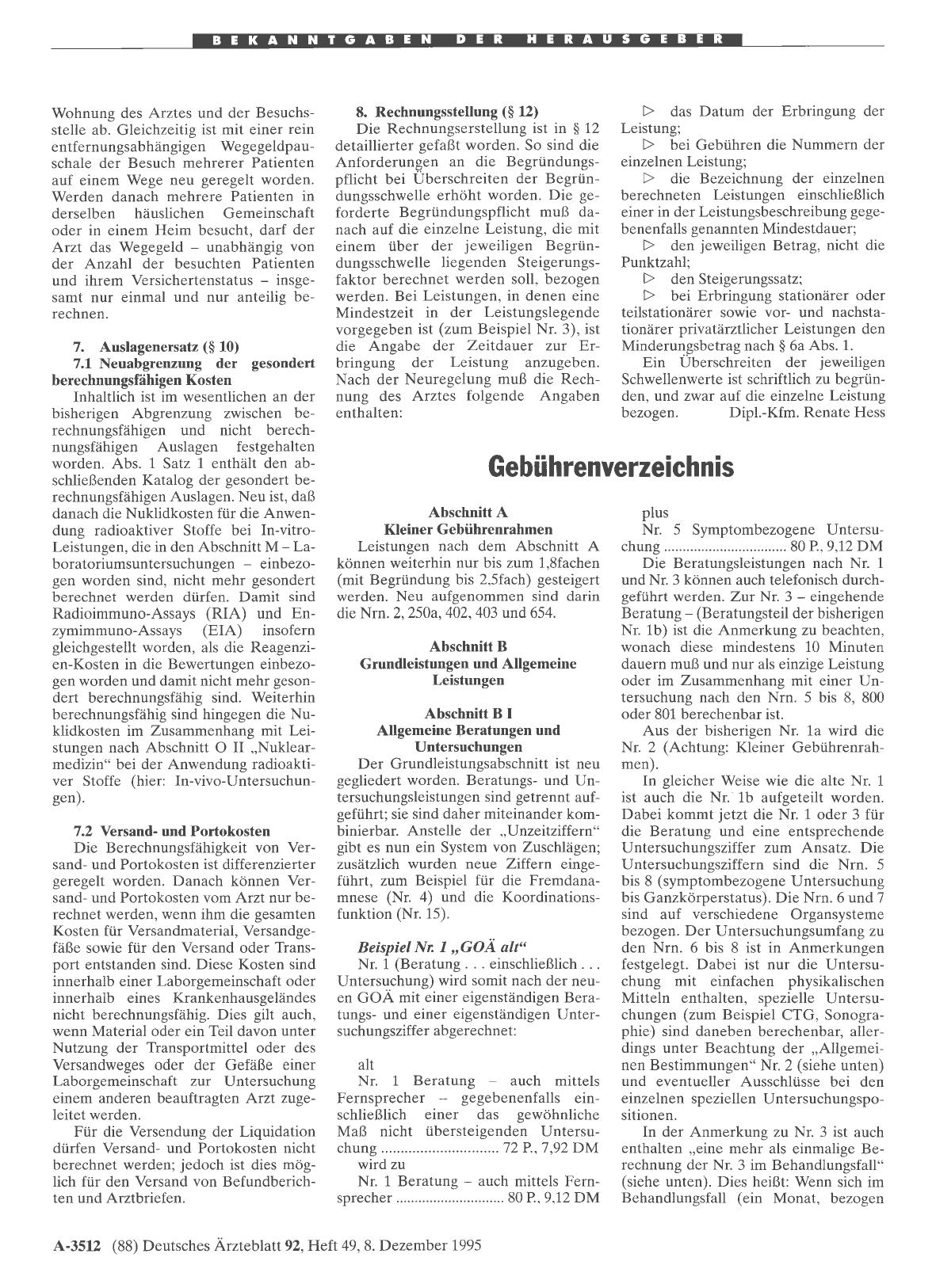 Vorschauseite 1: Gebührenverzeichnis