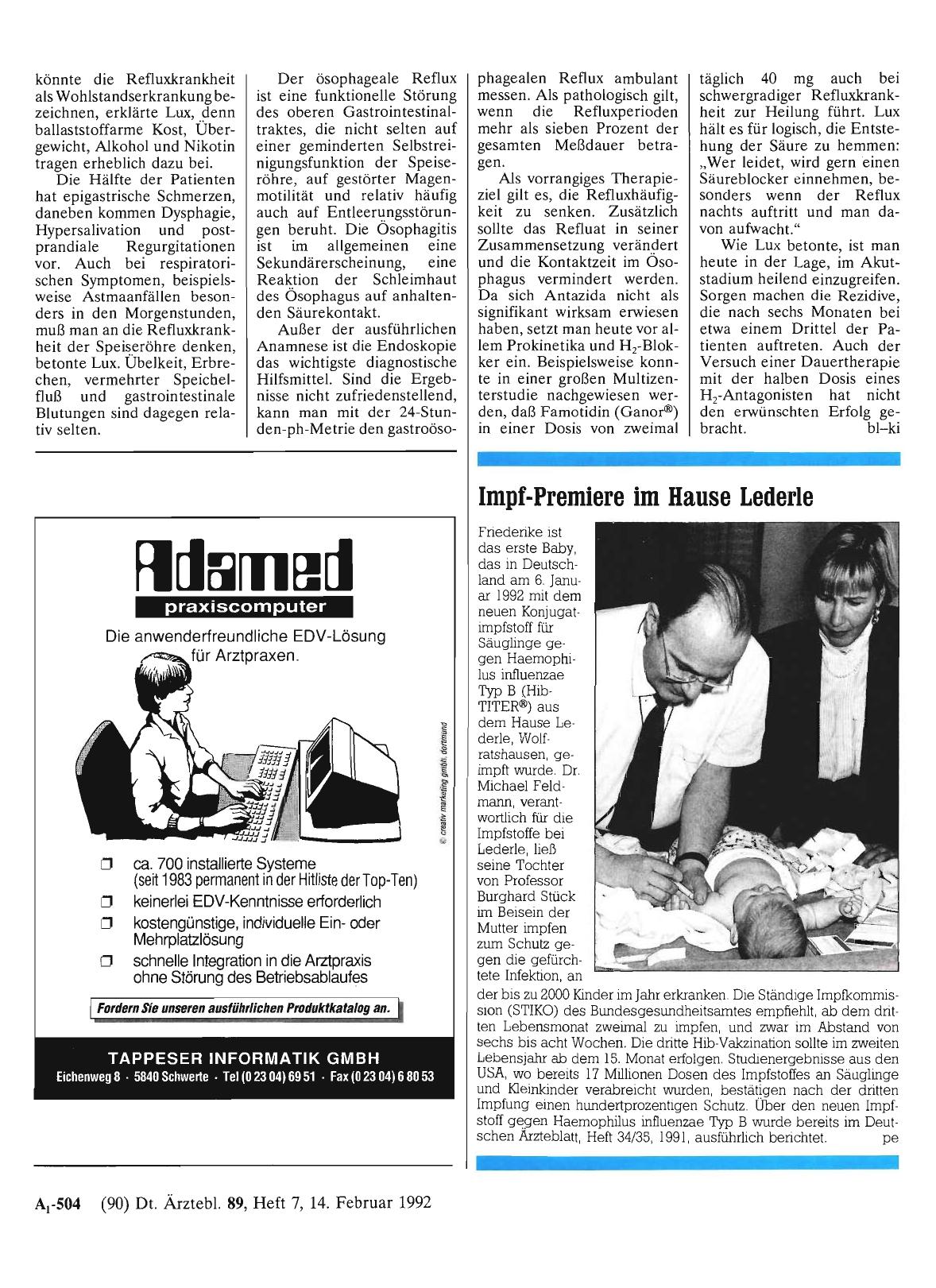 Vorschauseite 1: Impf-Premiere im Hause Lederle