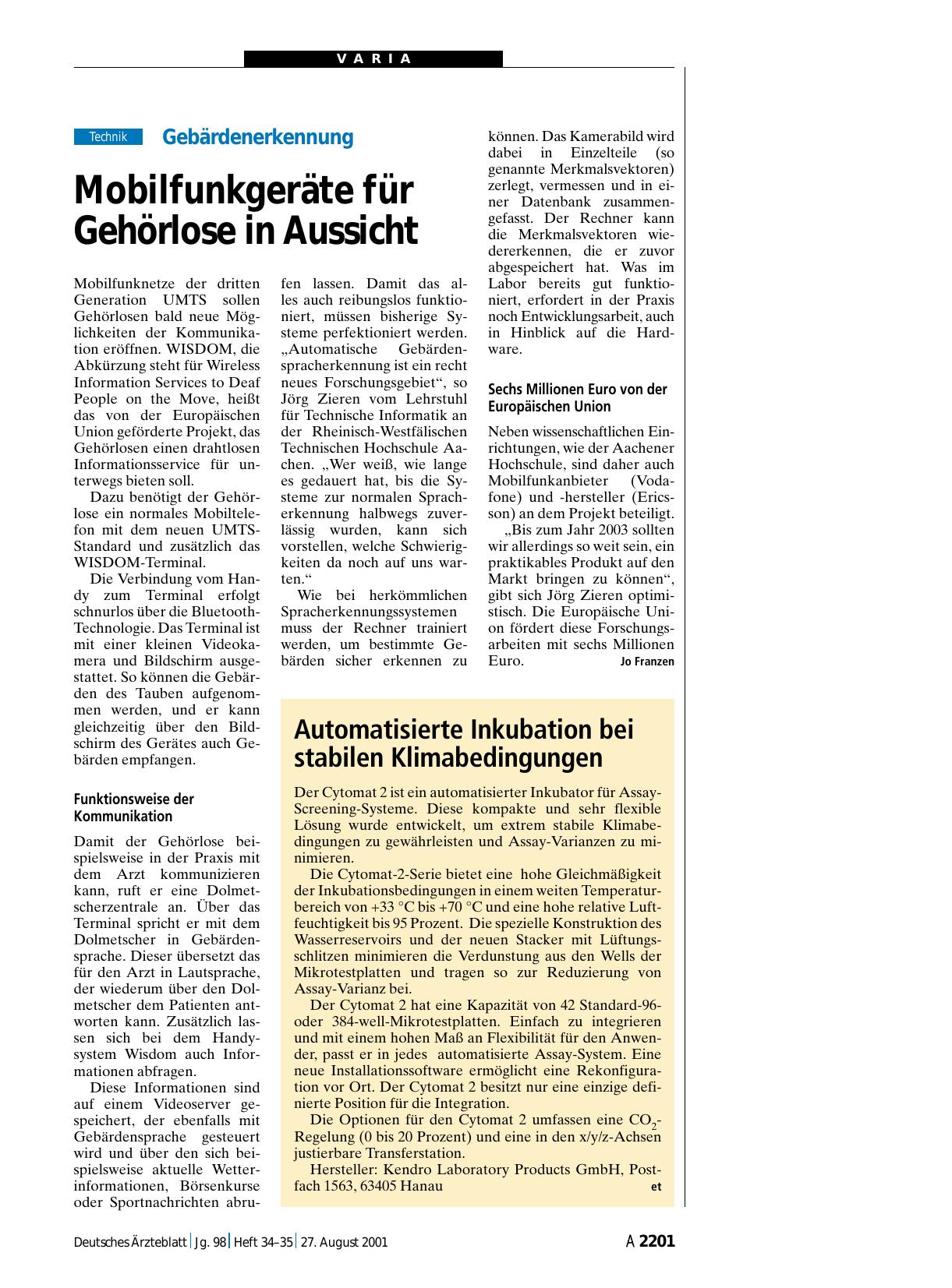 Vorschauseite 1: Automatisierte Inkubation bei stabilen Klimabedingungen