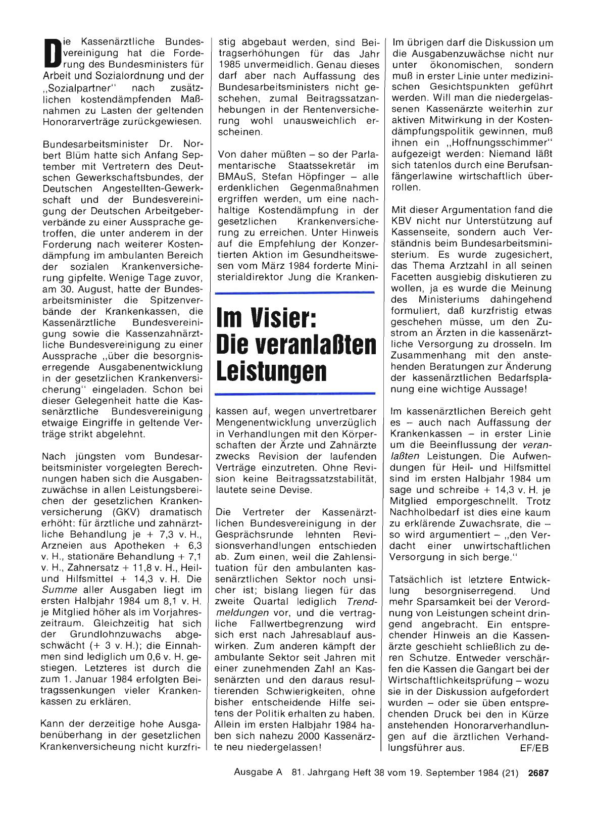 Vorschauseite 1: Im Visier: Die veranlaßten Leistungen