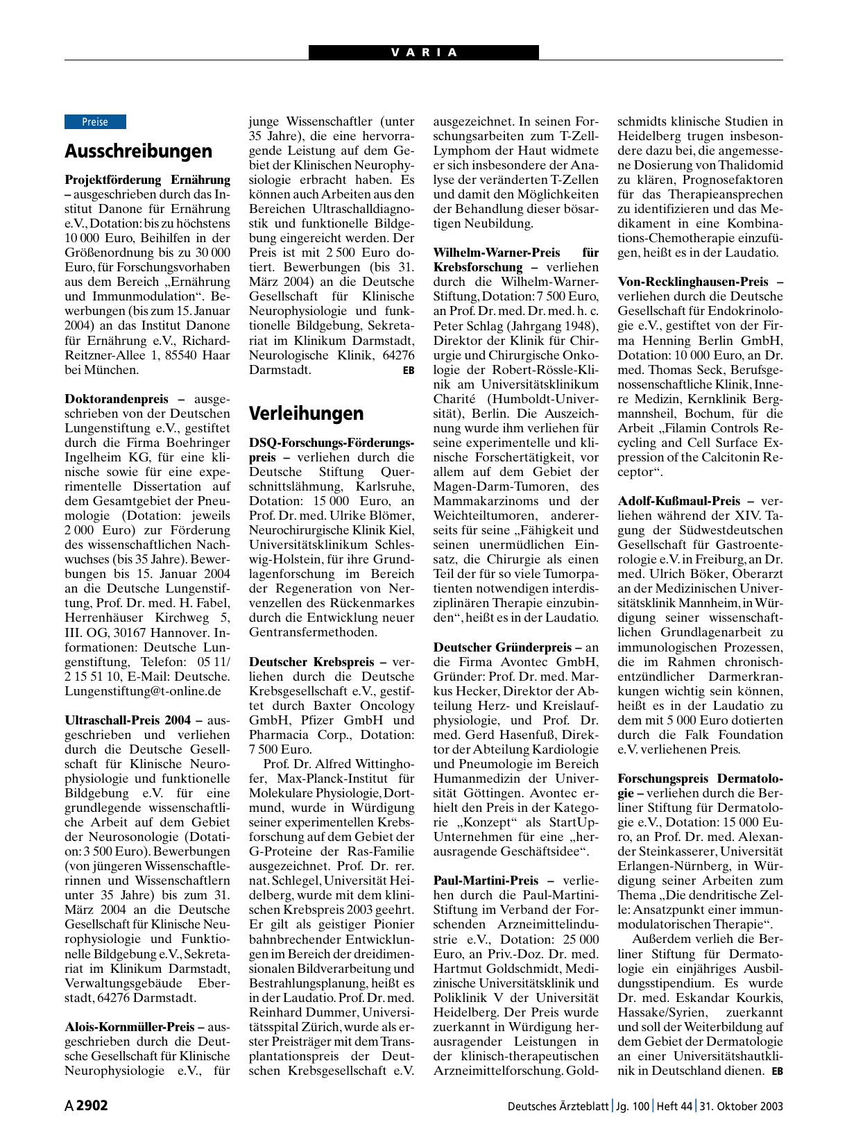 Vorschauseite 1: Ausschreibungen