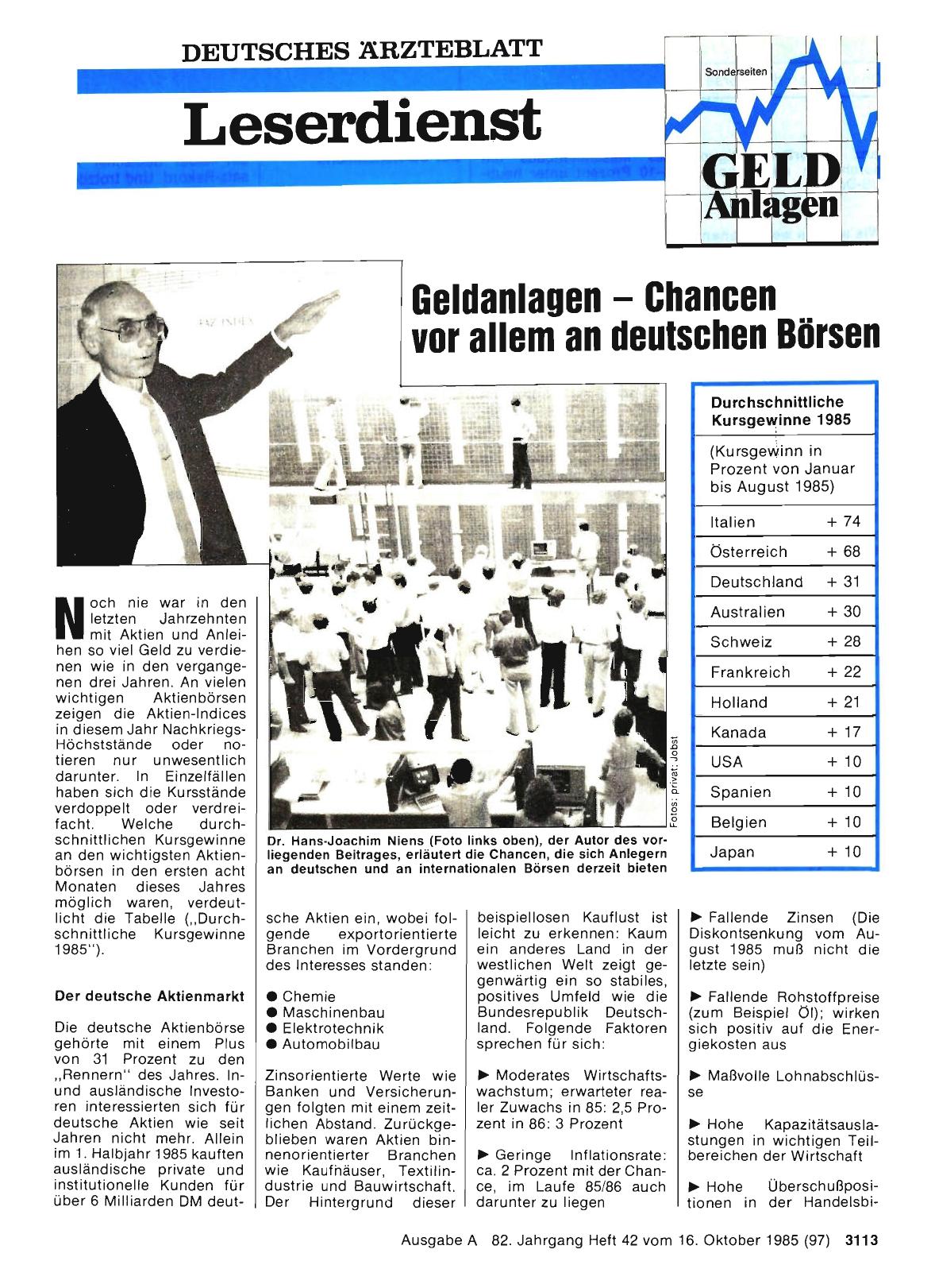 Vorschauseite 1: Geldanlagen - Chancen vor allem an deutschen Börsen