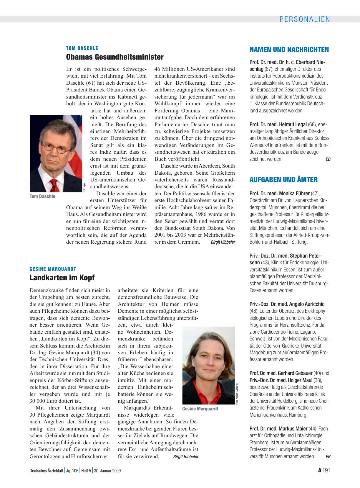 Vorschauseite 1: Tom Daschle: Obamas Gesundheitsminister