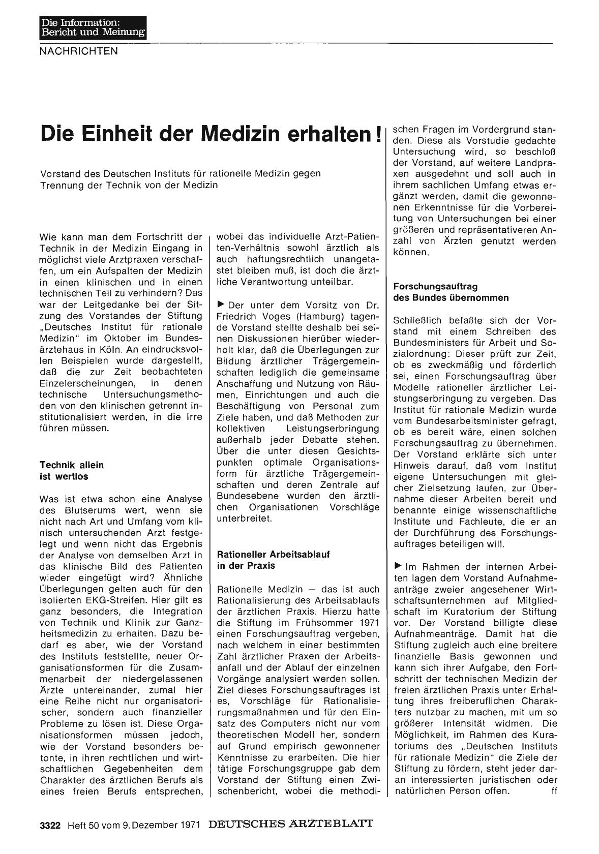 Vorschauseite 1: Die Einheit der Medizin erhalten!