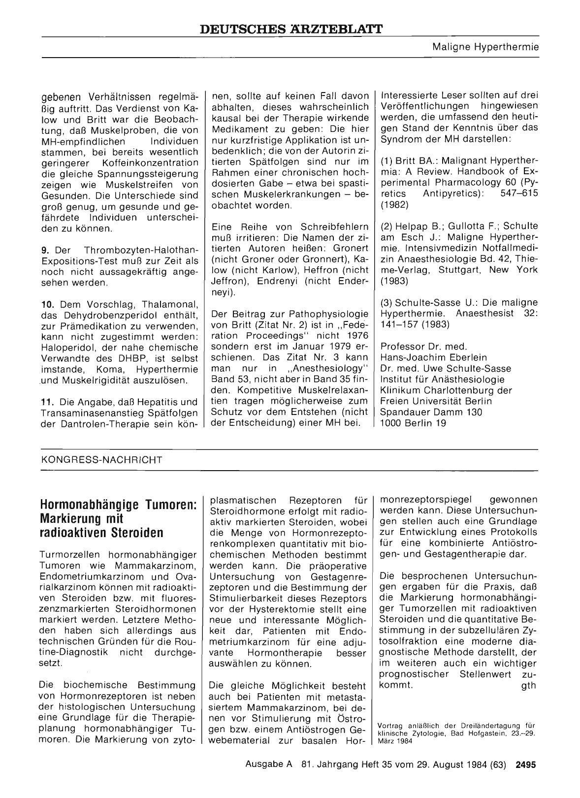 Vorschauseite 1: Hormonabhängige Tumoren: Markierung mit radioaktiven Steroiden