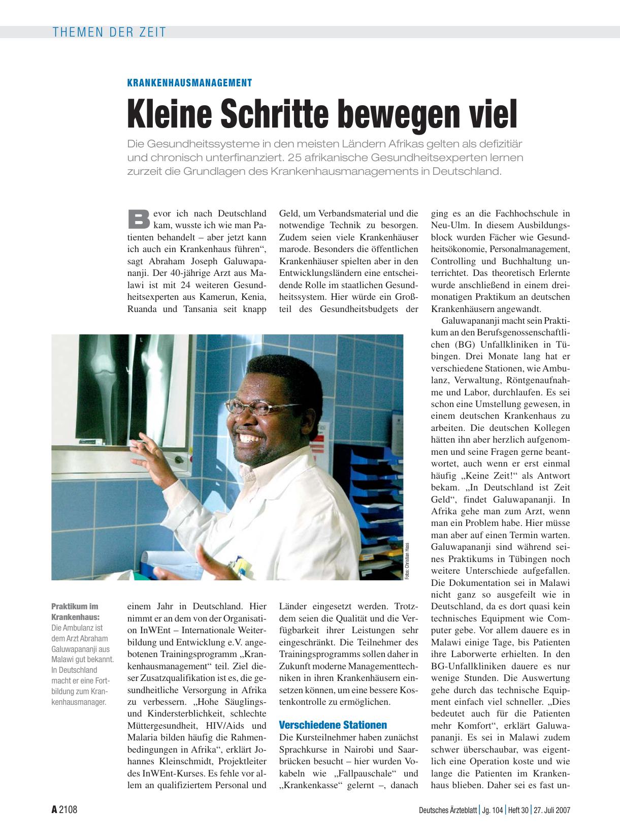 Vorschauseite 1: Krankenhausmanagement: Kleine Schritte bewegen viel