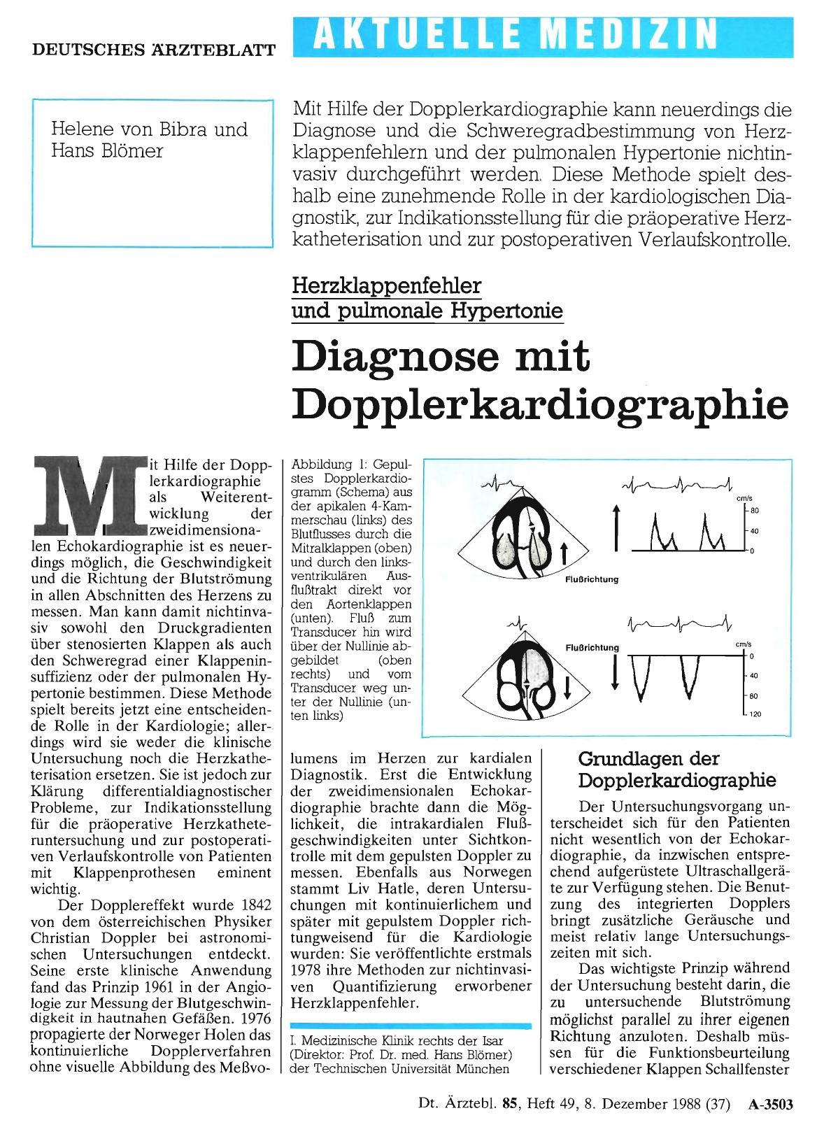 Vorschauseite 1: Herzklappenfehler und pulmonale Hypertonie Diagnose mit Dopplerkardiographie