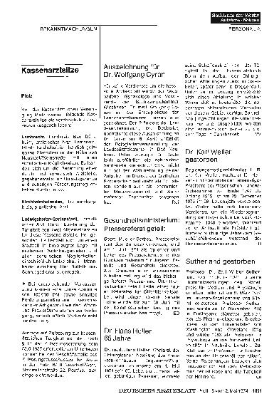 Vorschauseite 1: Dr. Hans Heller 65 Jahre