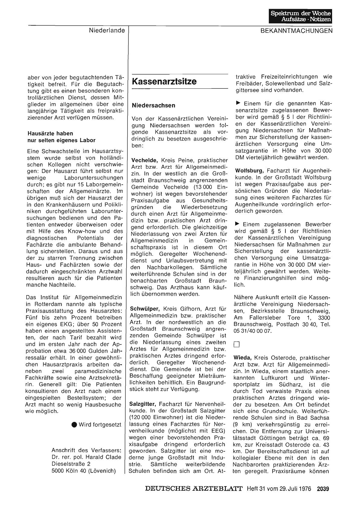 Vorschauseite 1: Kassenarztsitze