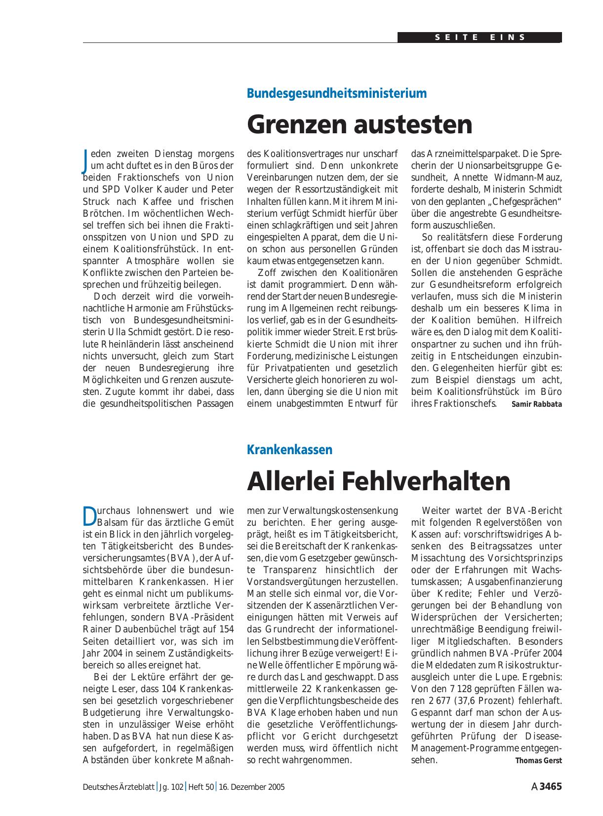 Vorschauseite 1: Bundesgesundheitsministerium: Grenzen austesten