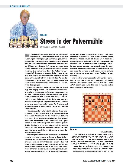 Vorschauseite 1: Schach: Stress in der Pulvermühle