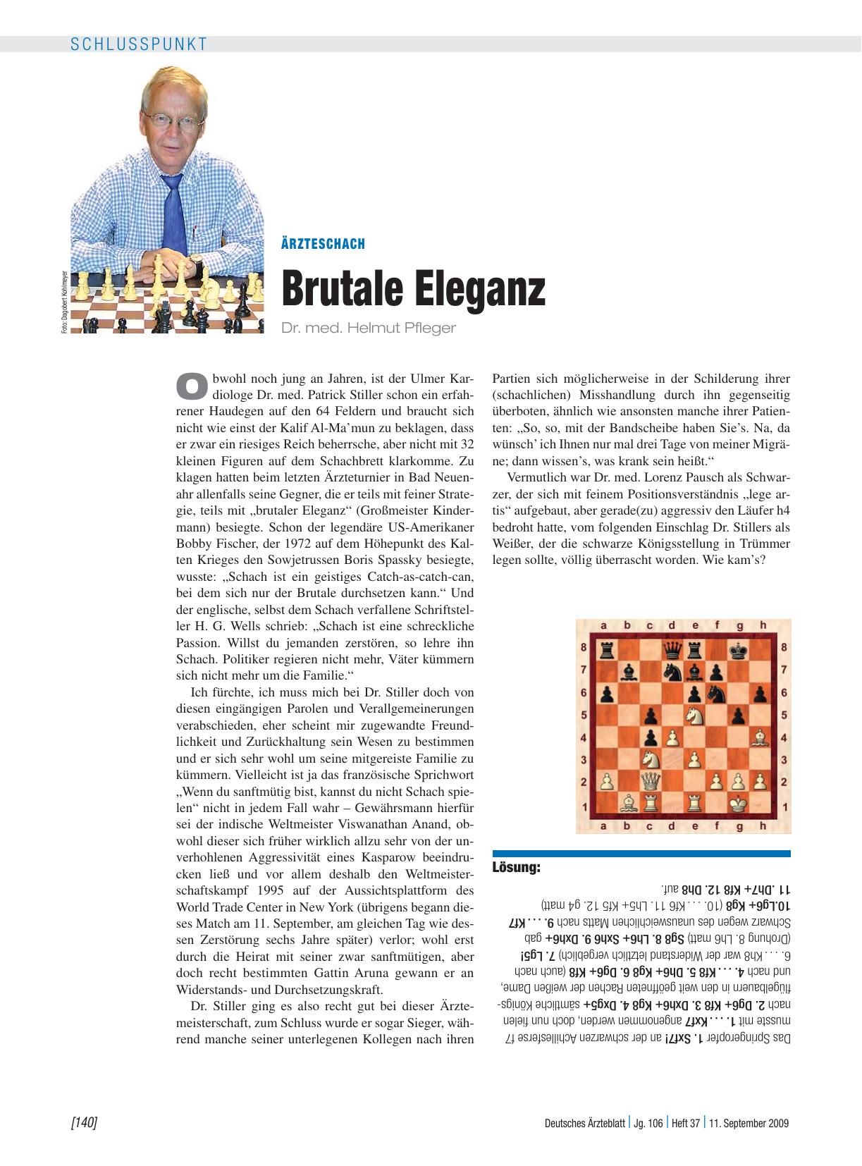 Vorschauseite 1: Ärzteschach: Brutale Eleganz