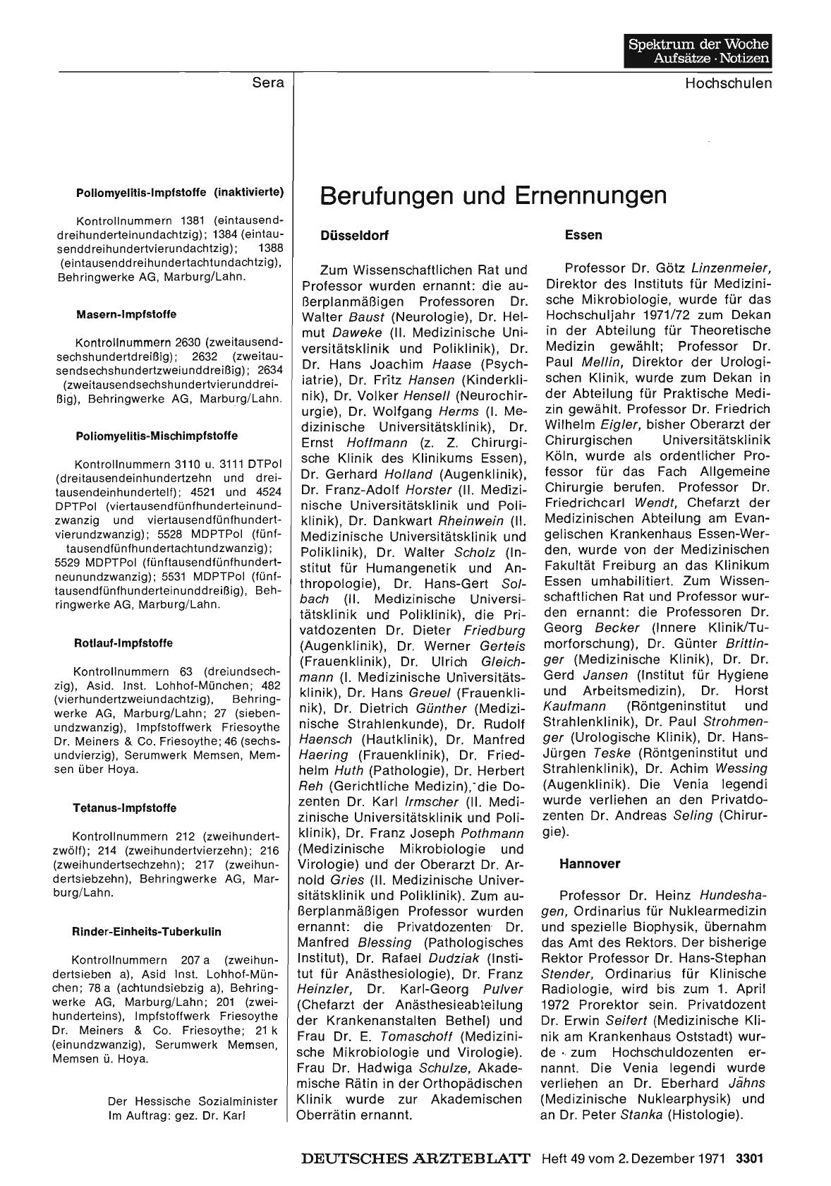 Vorschauseite 1: Berufungen und Ernennungen