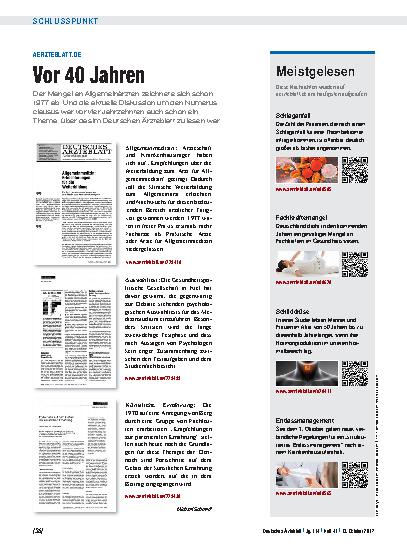 Vorschauseite 1: aerzteblatt.de: Vor 40 Jahren