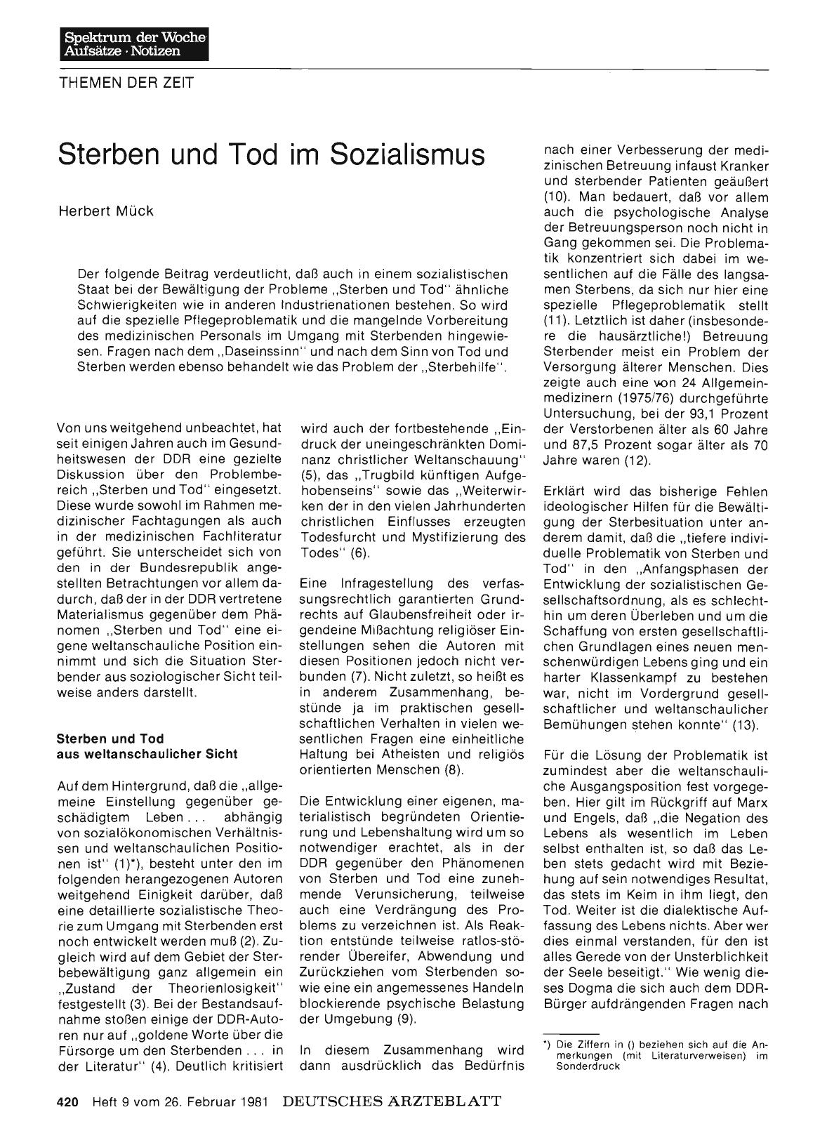 Vorschauseite 1: Sterben und Tod im Sozialismus