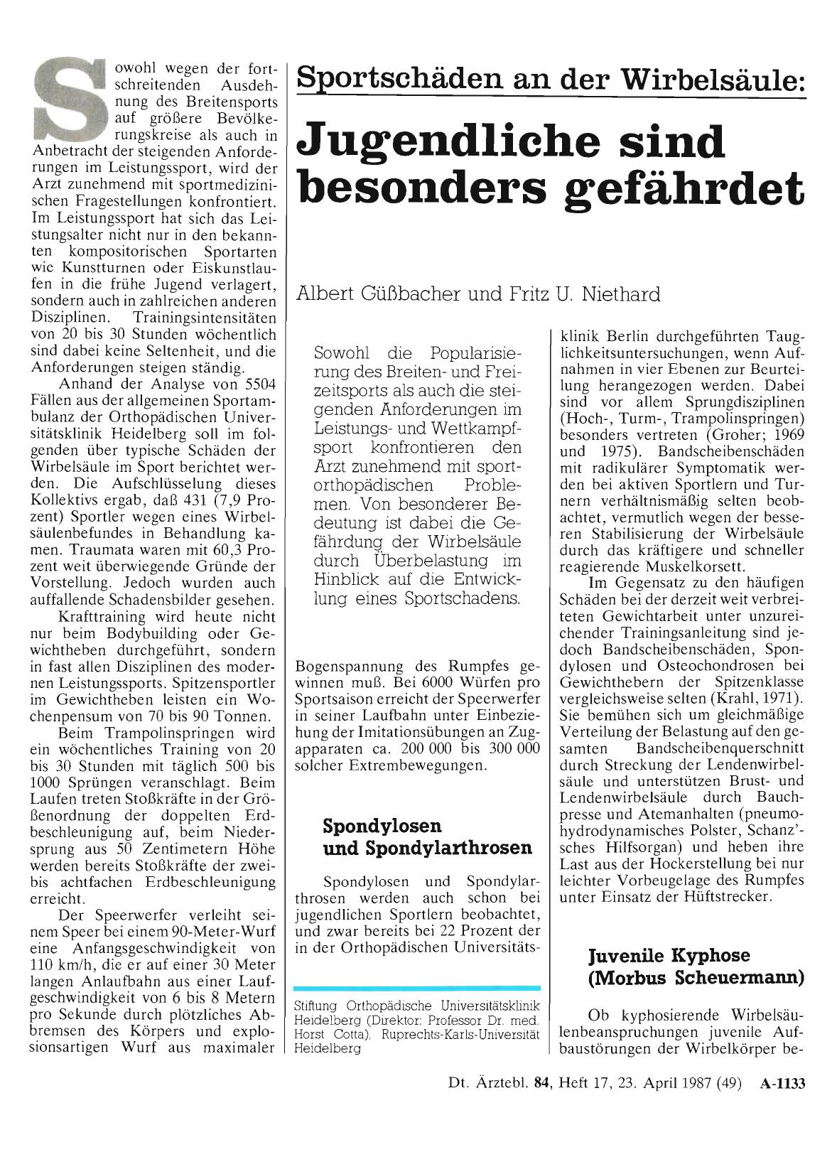 Vorschauseite 1: Sportschäden an der Wirbelsäule: Jugendliche sind besonders gefährdet