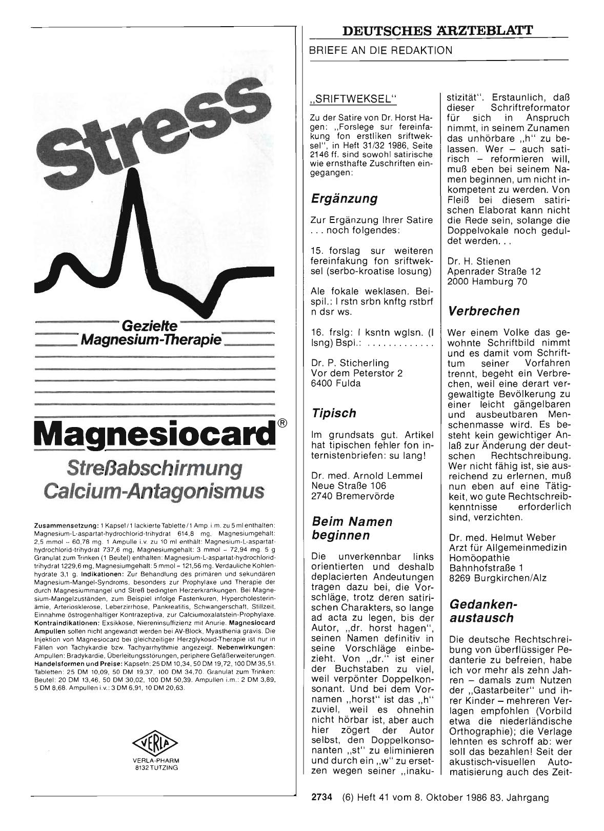 Vorschauseite 1: „SRIFTWEKSEL“: Verbrechen
