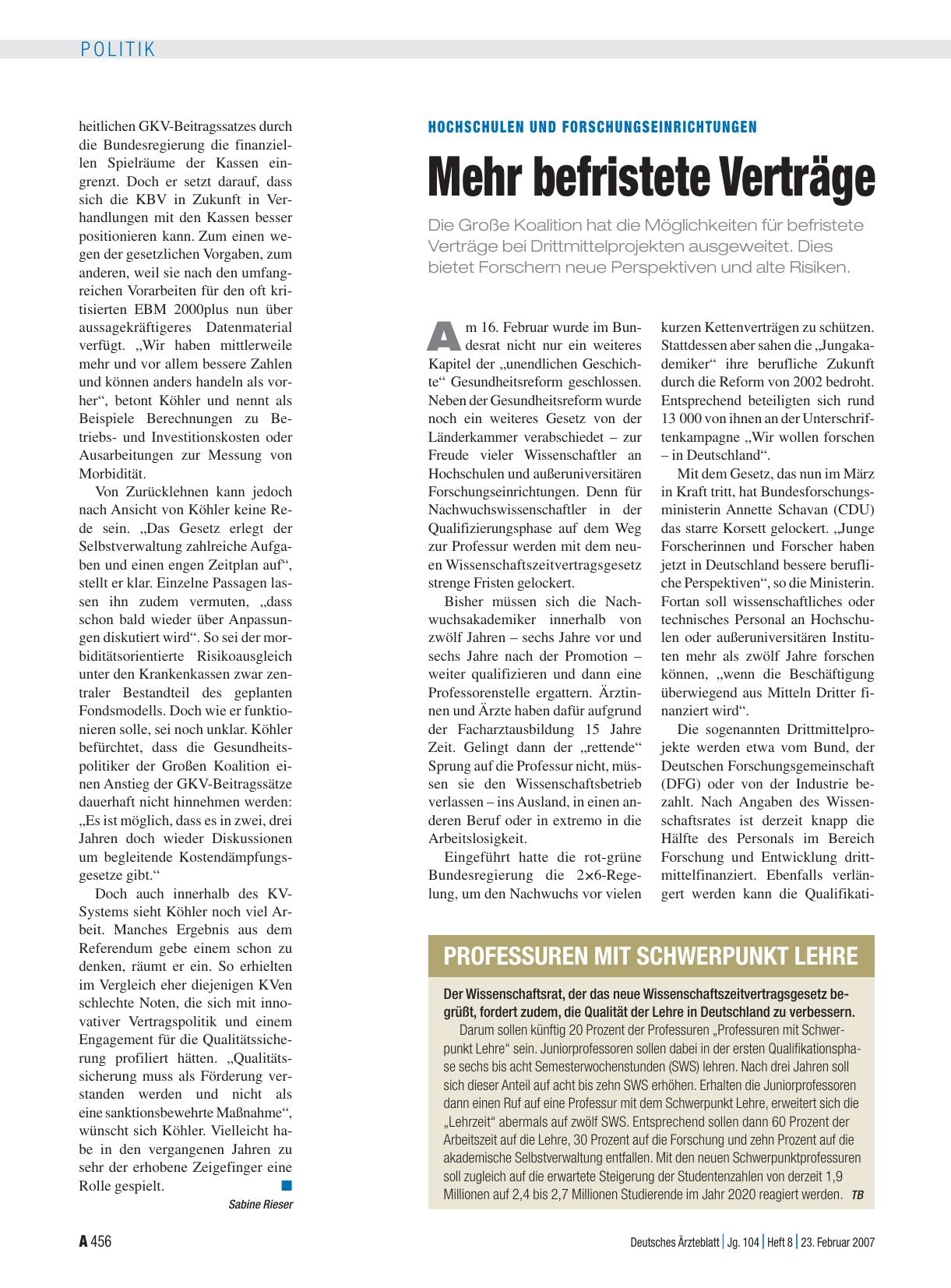 Vorschauseite 1: Professuren mit Schwerpunkt Lehre