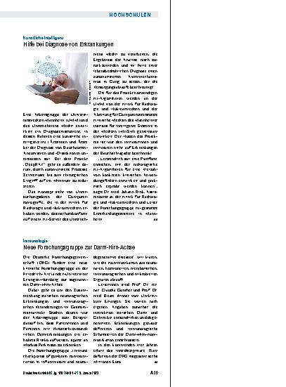 Vorschauseite 1: Immunologie: Neue Forschungsgruppe zur Darm-Hirn-Achse