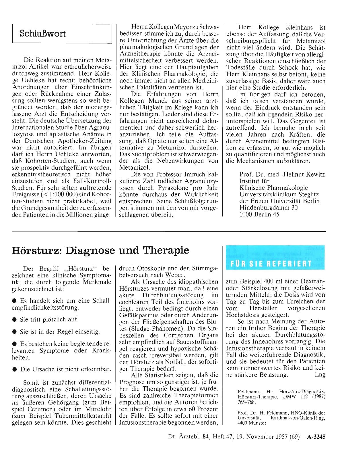 Vorschauseite 1: Hörsturz: Diagnose und Therapie