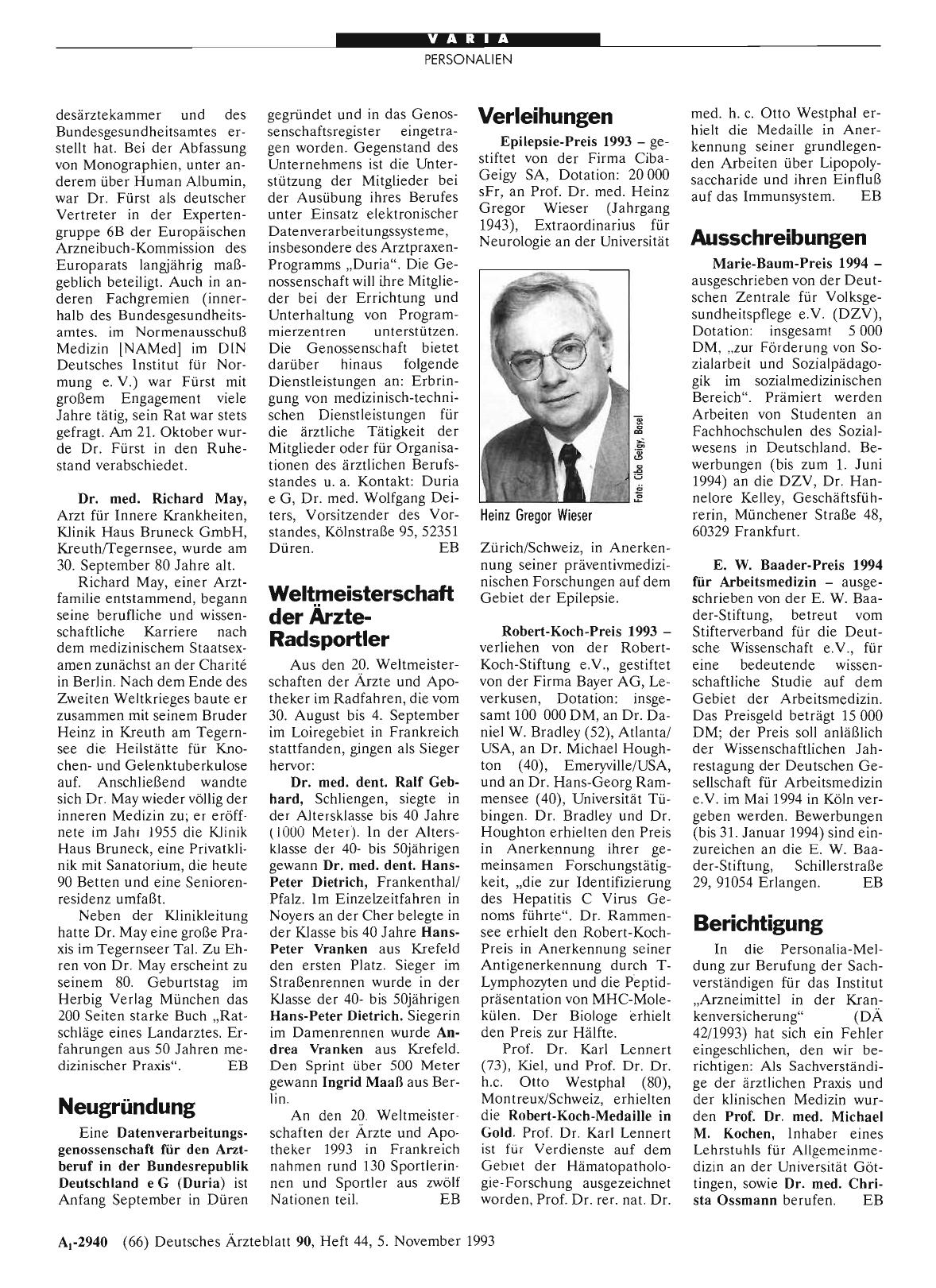 Vorschauseite 1: Verleihungen