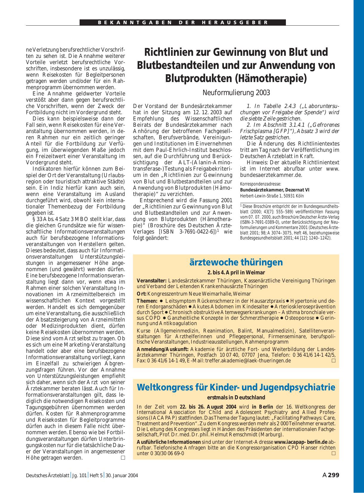 Vorschauseite 1: ärztewoche thüringen: 2. bis 4. April in Weimar