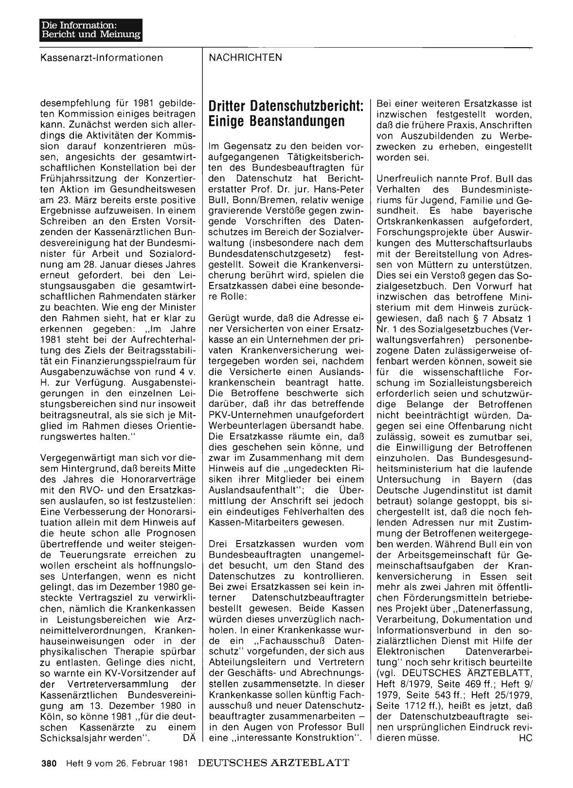 Vorschauseite 1: Dritter Datenschutzbericht: Einige Beanstandungen