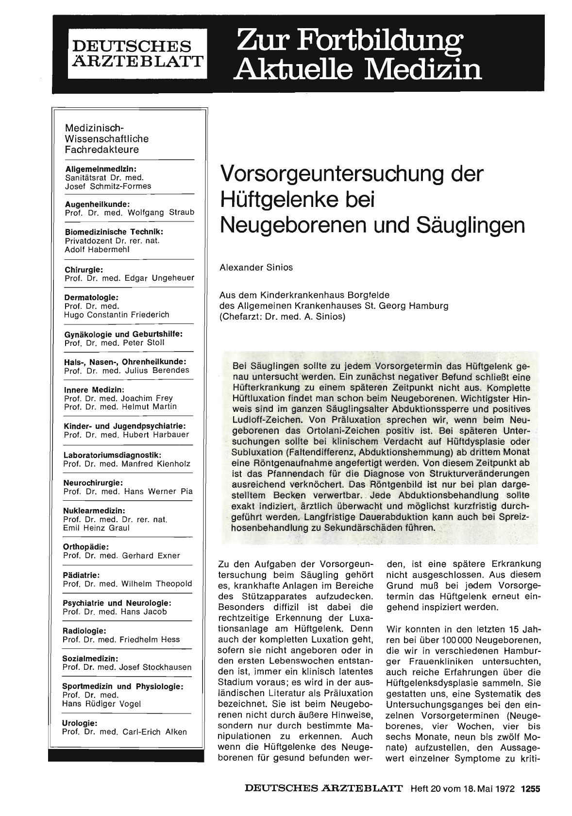 Vorschauseite 1: Vorsorgeuntersuchung der Hüftgelenke bei Neugeborenen und Säuglingen